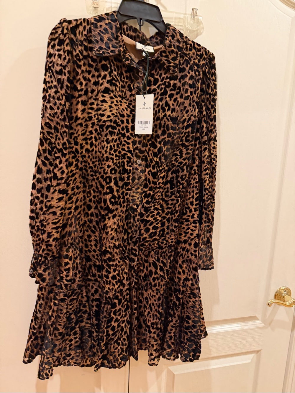 Tuckernuck Leopard Print Long Sleeve Dress in Brown and Black